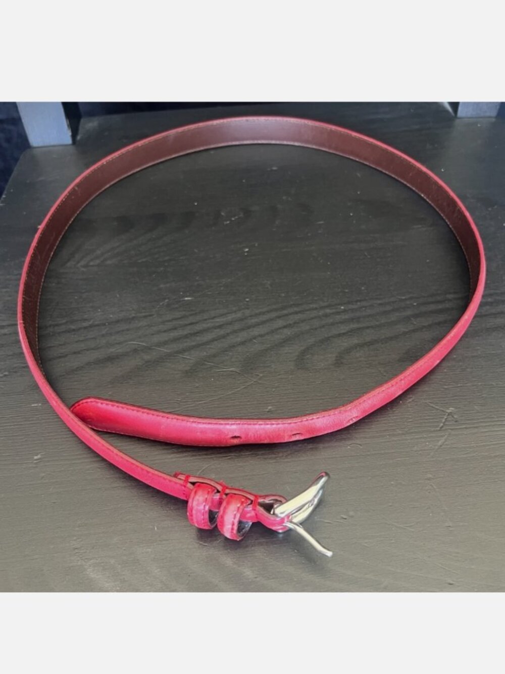 Coach Red Leather belt women Size S stamped 34" brass buckle calfskin
